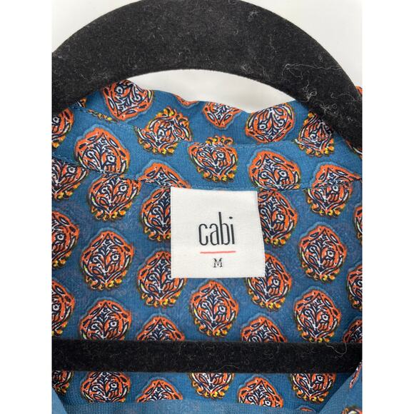 Cabi Blouse Womens Medium Top Medallion Reign Teal Ruffle Sleeveless Hi Low 3275 - Picture 3 of 4